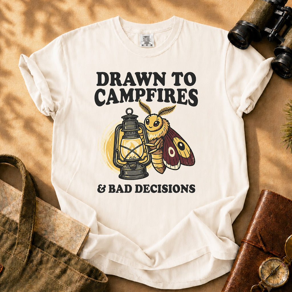 Drawn to Campfires and Bad Decisions Tee - Ivory