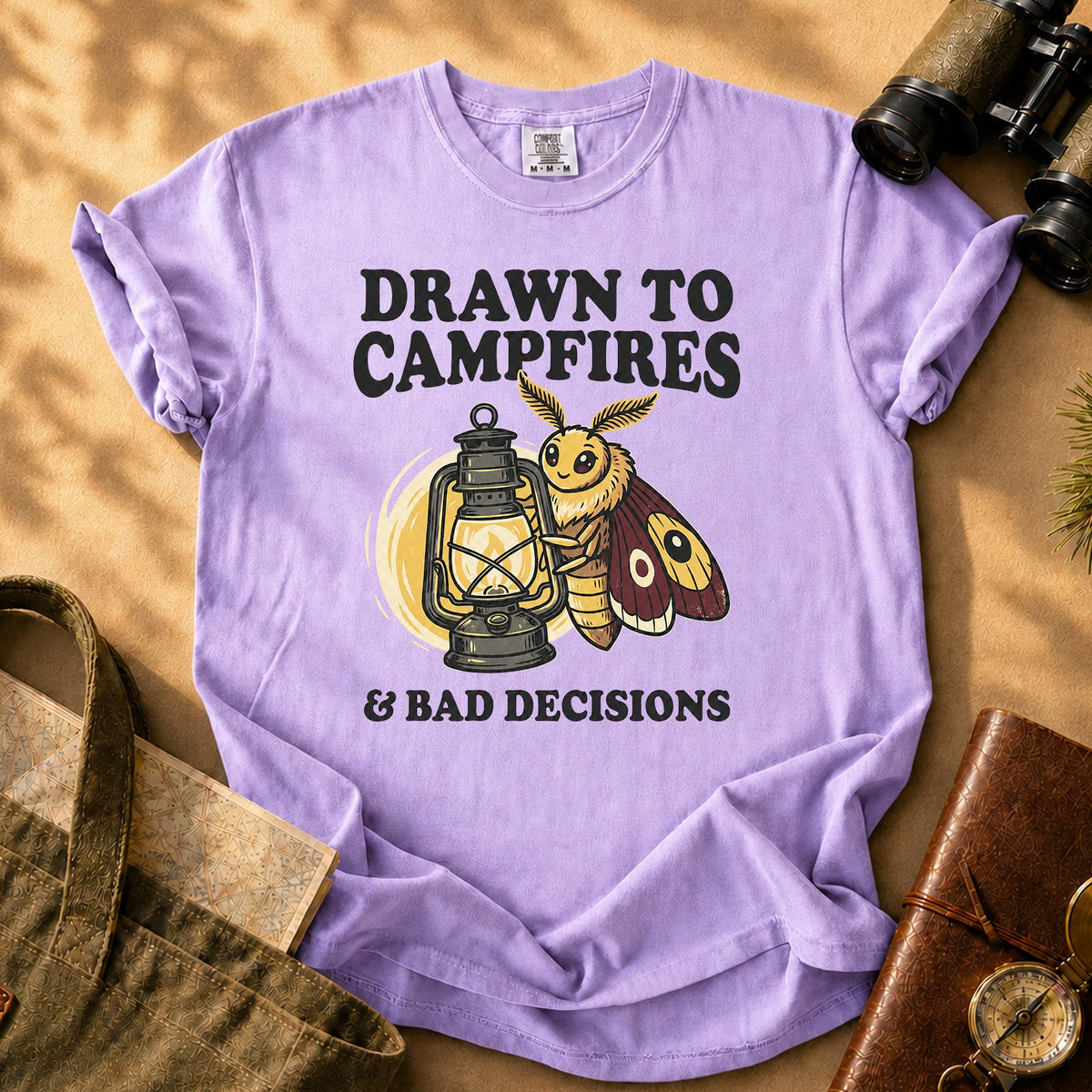 Drawn to Campfires and Bad Decisions Tee - Orchid