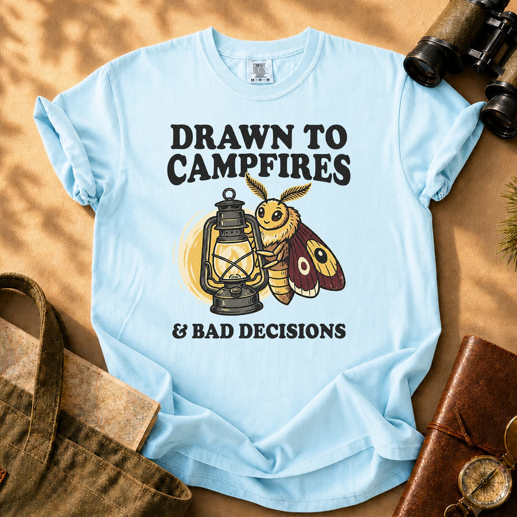 Drawn to Campfires and Bad Decisions Tee - Chambray