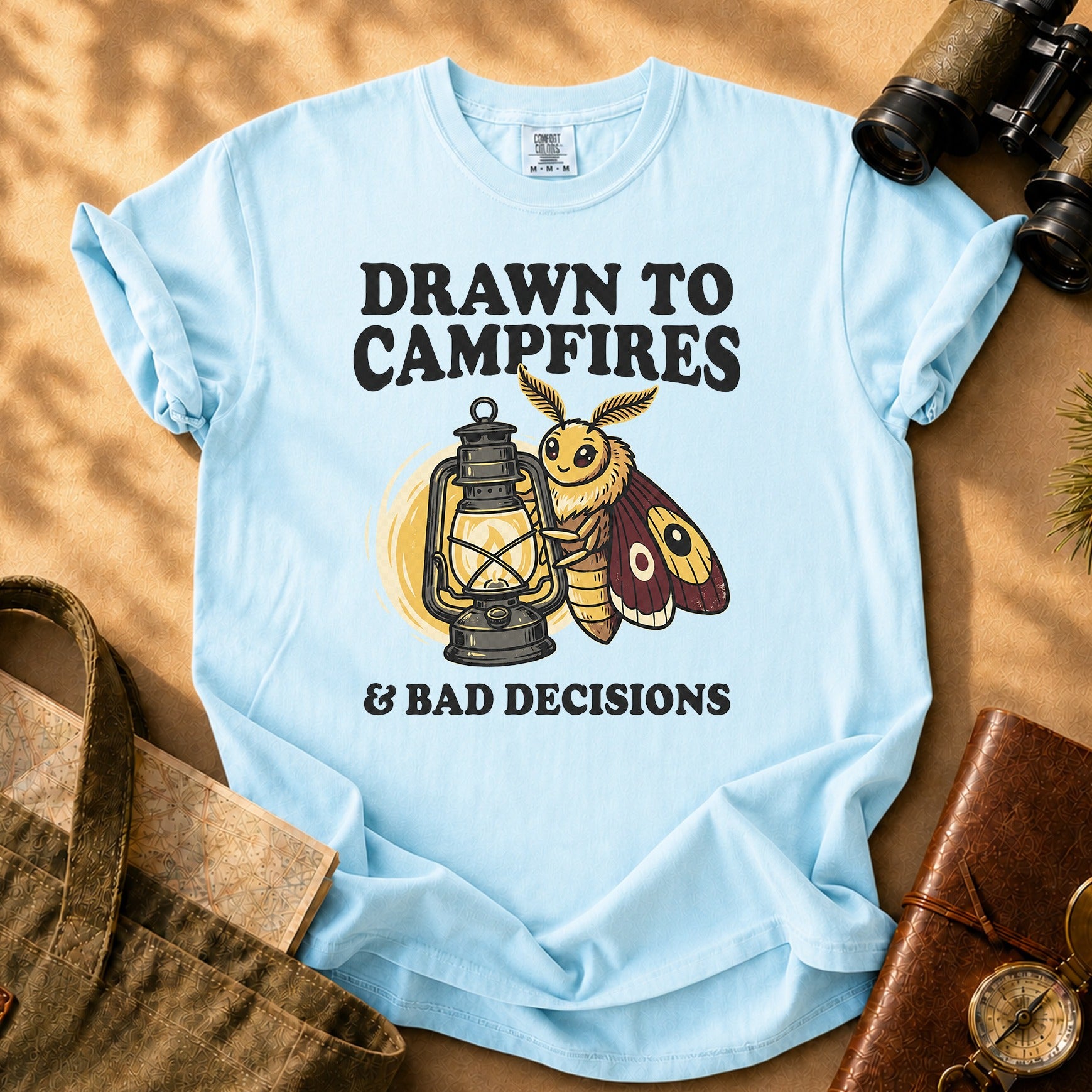 Drawn to Campfires and Bad Decisions Tee - Chambray
