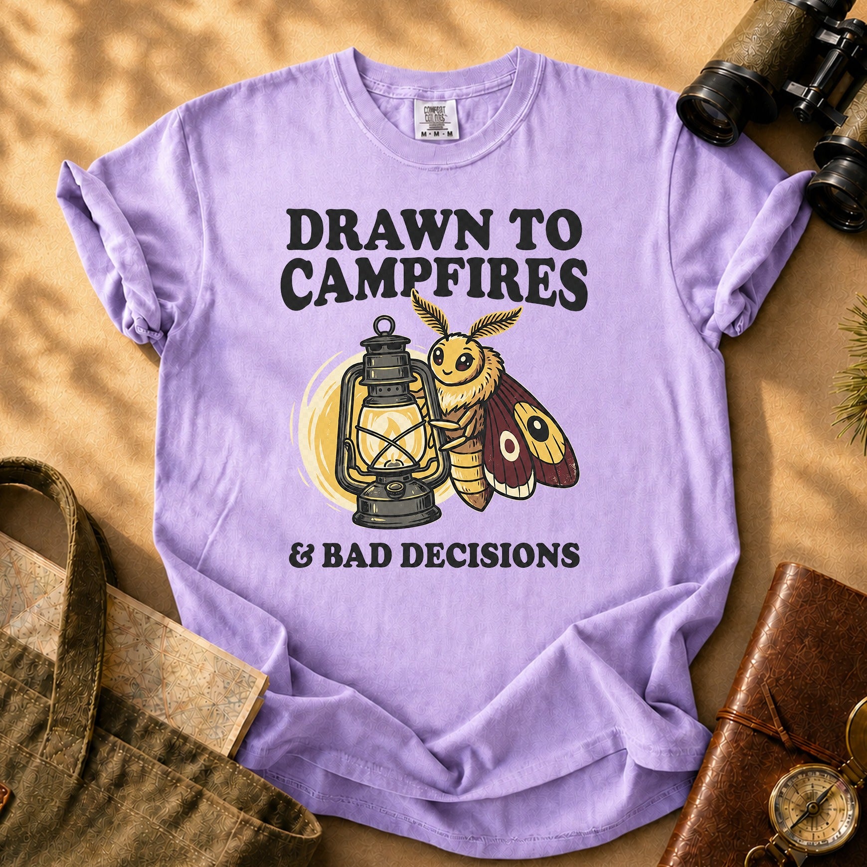 Drawn to Campfires and Bad Decisions Tee - Orchid