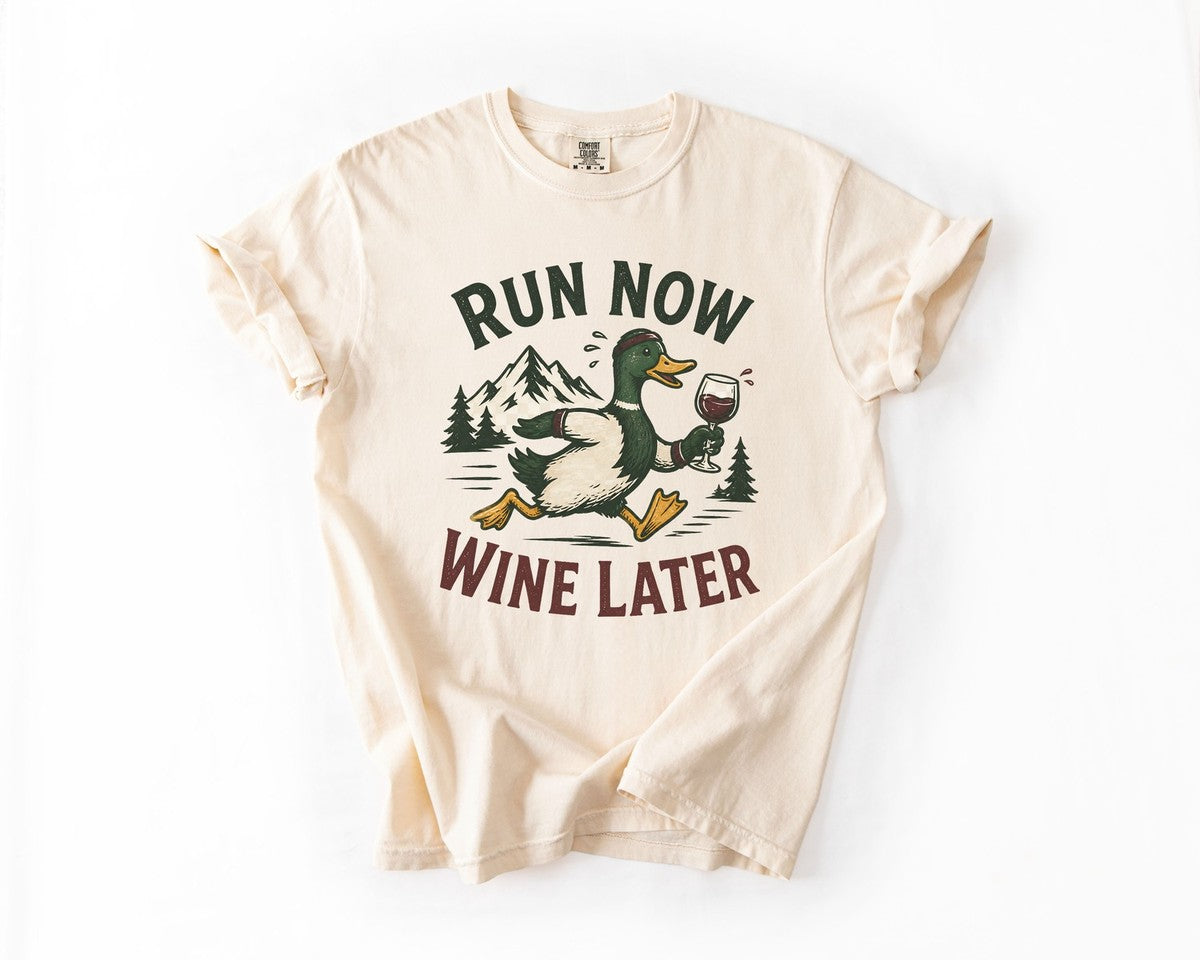 Run Now Wine Later Duck Tee - Ivory