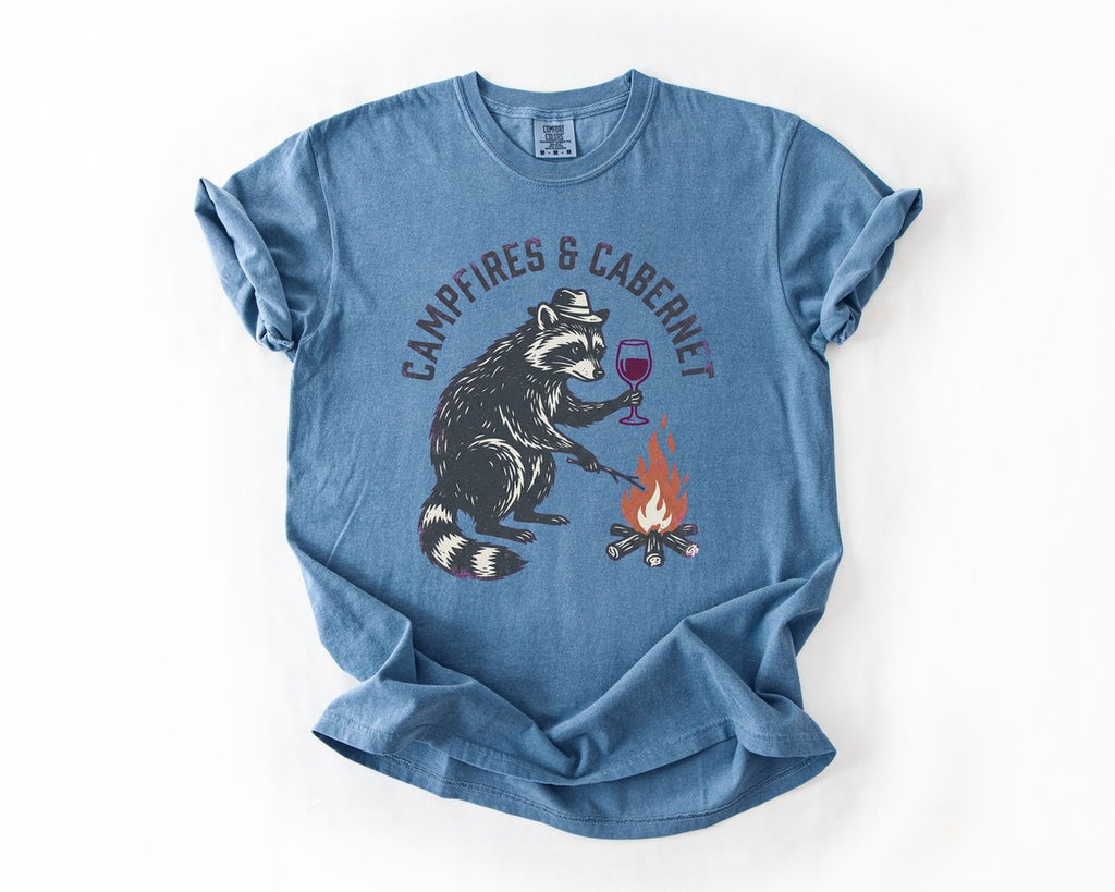 Campfires & Cabernet Tee - Blue Jean