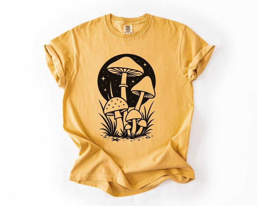 Mushroom Nightscape T-Shirt - Mustard