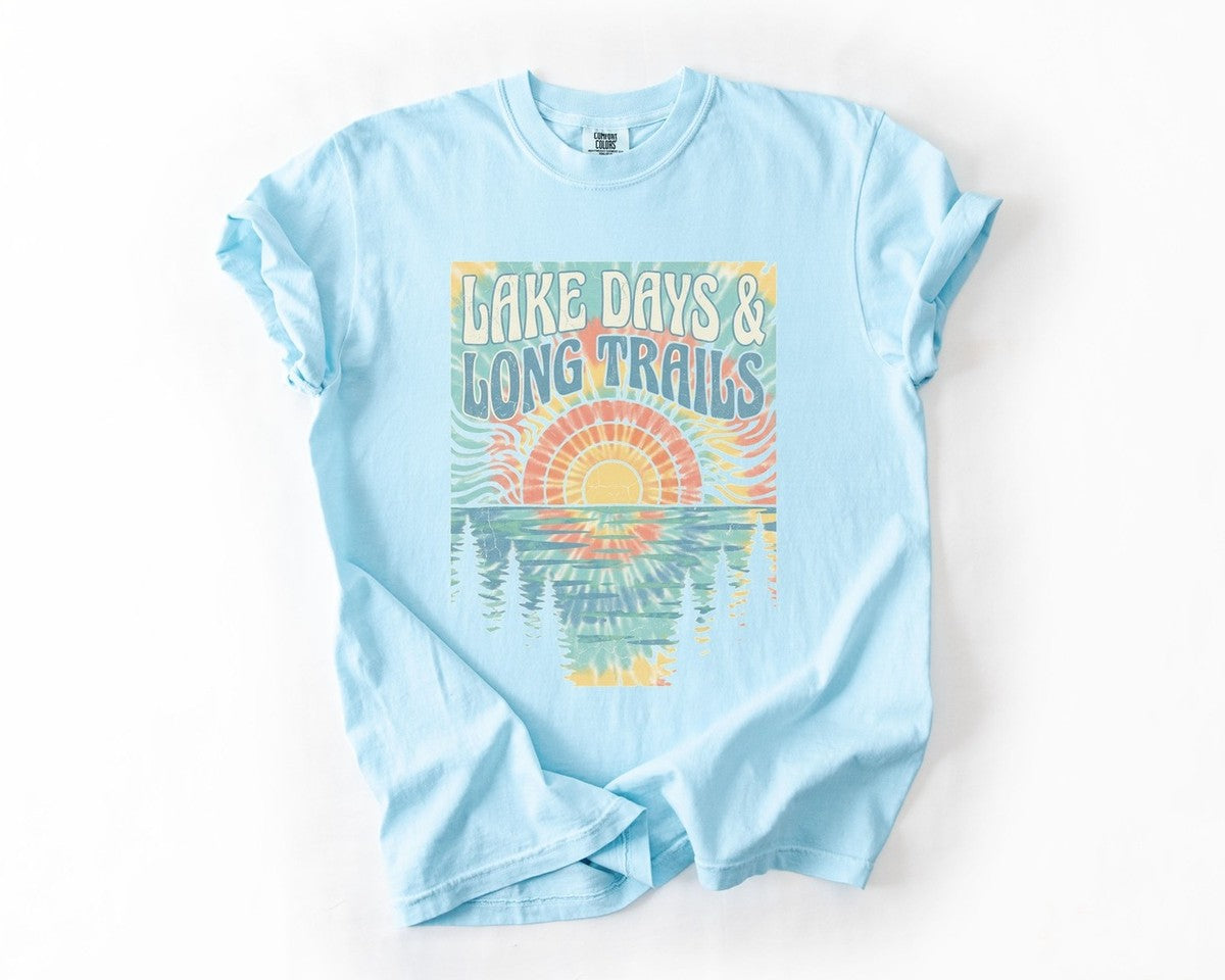 Lake Days & Long Trails Tee - Chambray