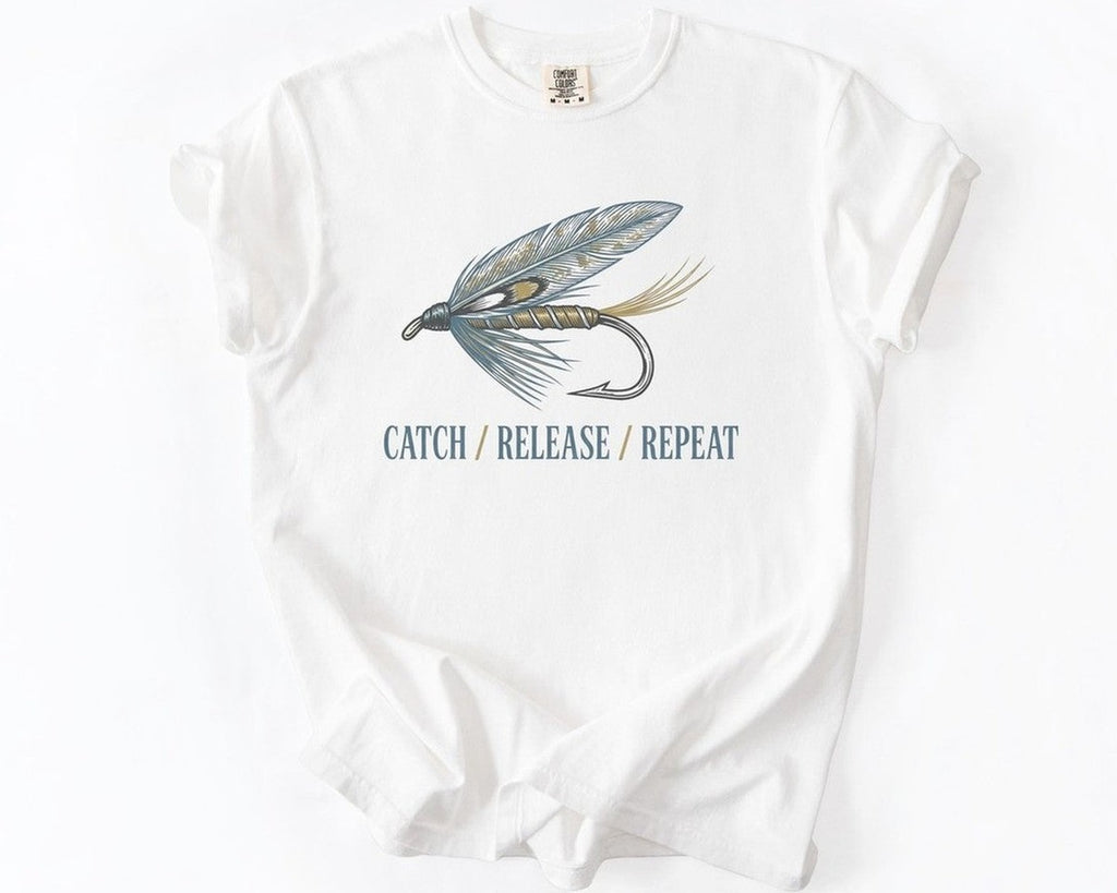 Catch Release Repeat Fishing T-Shirt - White