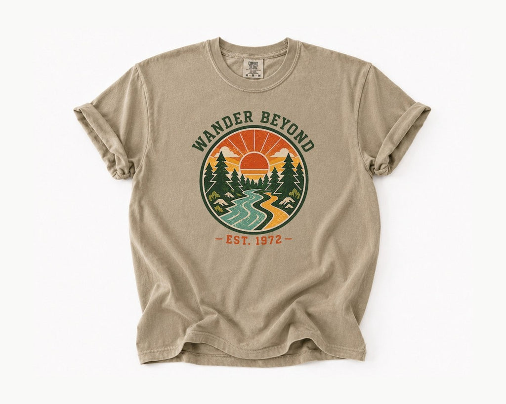 Wander Beyond Sunset River T-Shirt - Khaki
