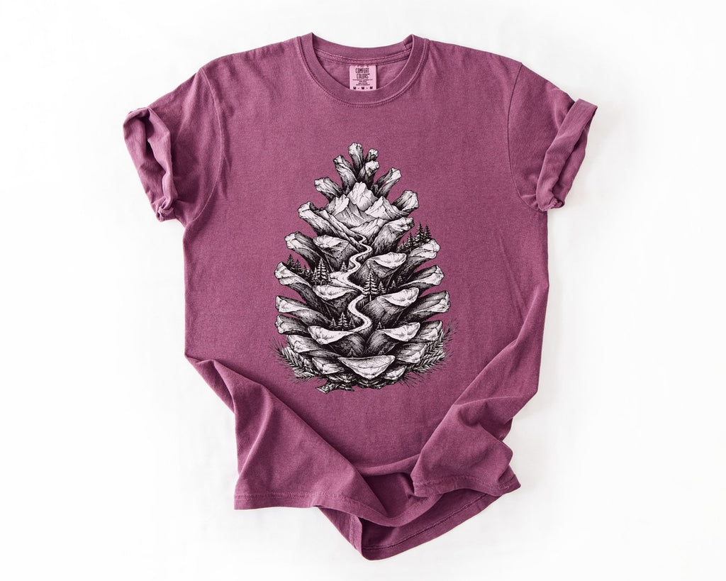 Pinecone Landscape T-Shirt - Berry