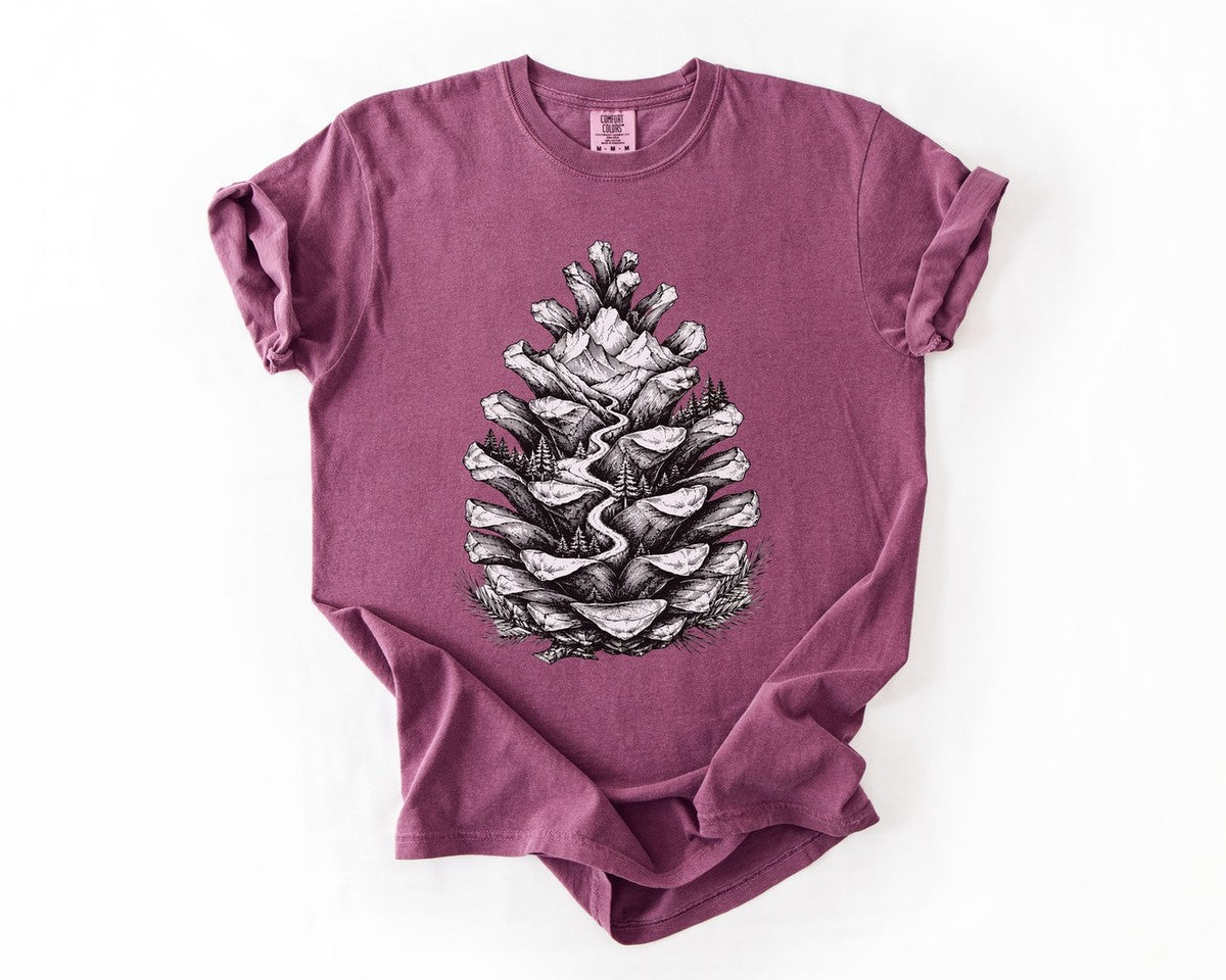 Pinecone Landscape T-Shirt - Berry