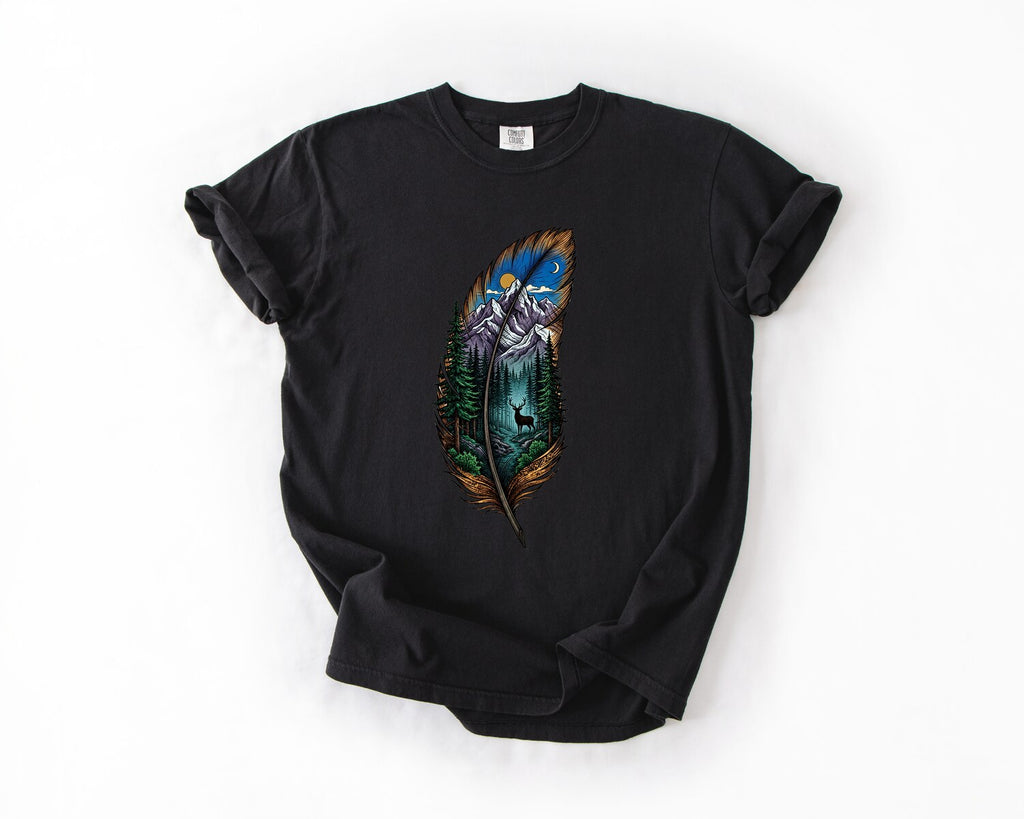 Feather Forest T-Shirt - Black