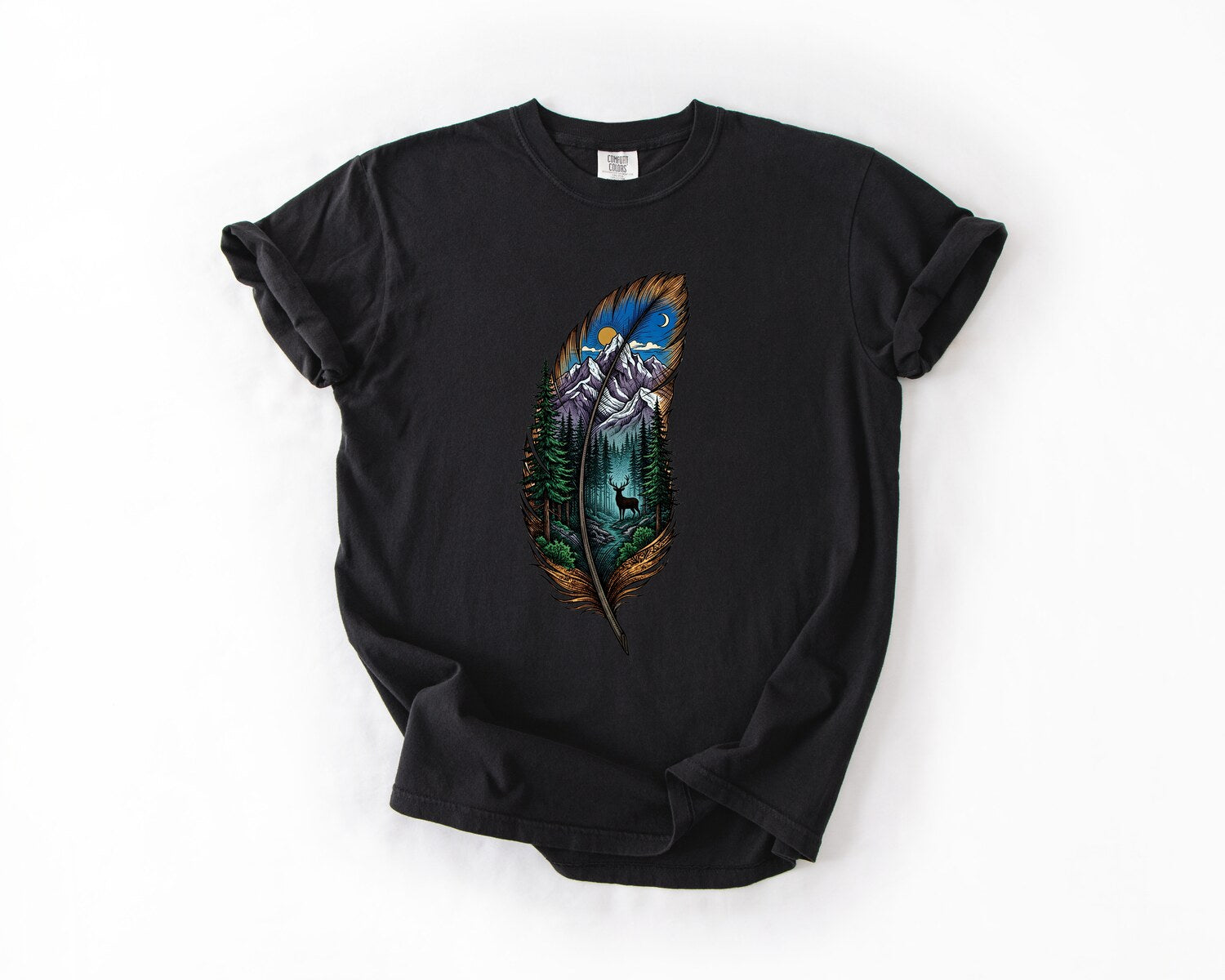 Feather Forest T-Shirt - Black