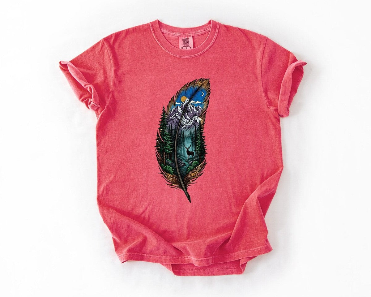 Feather Forest T-Shirt - Watermelon