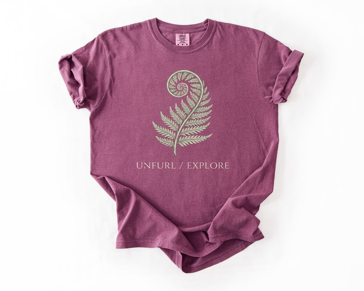 Fern Fiddlehead Unfurl Explore T-Shirt - Berry