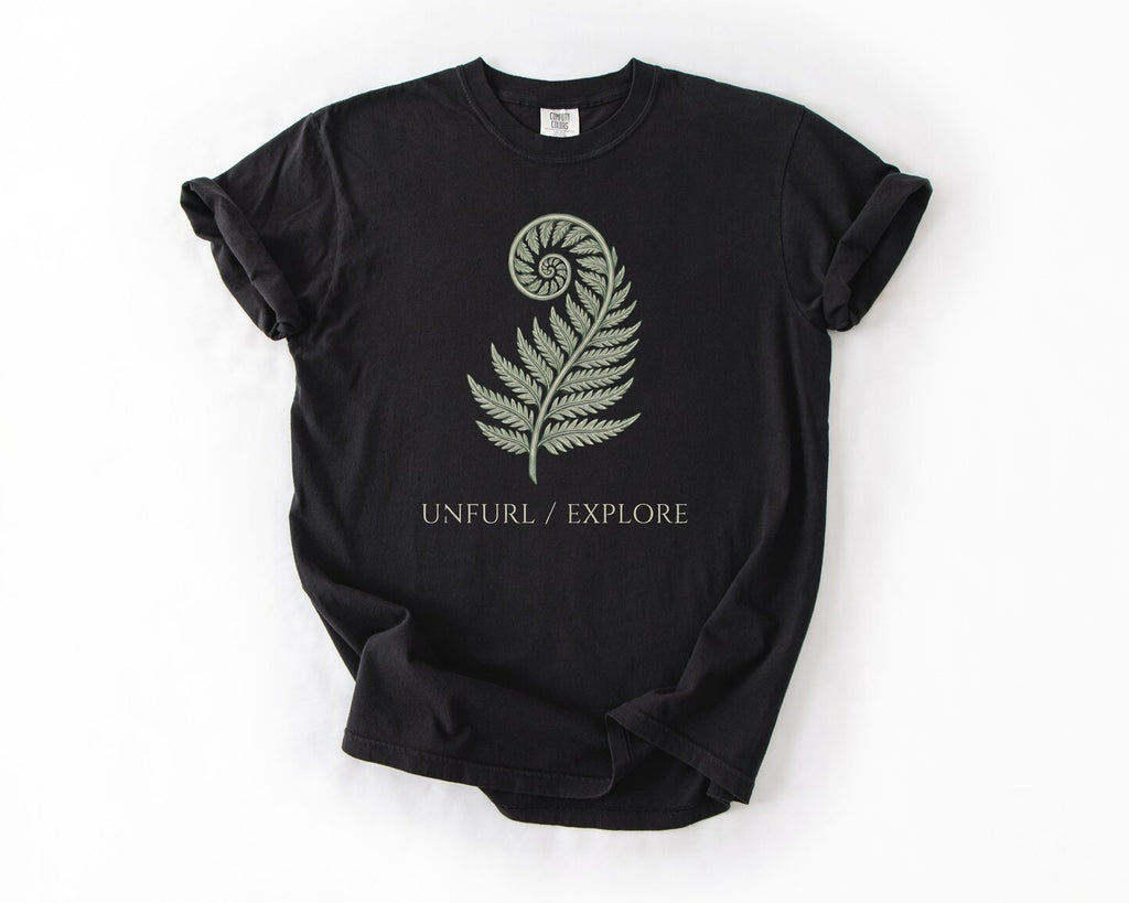 Fern Fiddlehead Unfurl Explore T-Shirt - Black