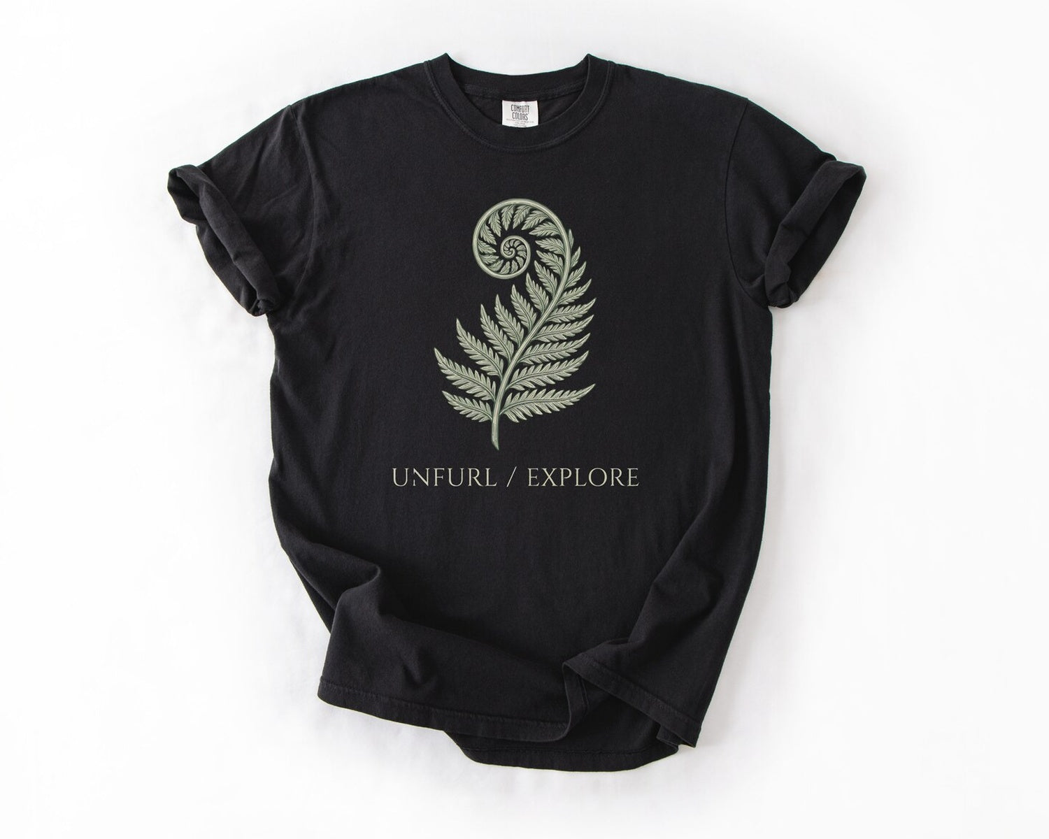 Fern Fiddlehead Unfurl Explore T-Shirt - Black