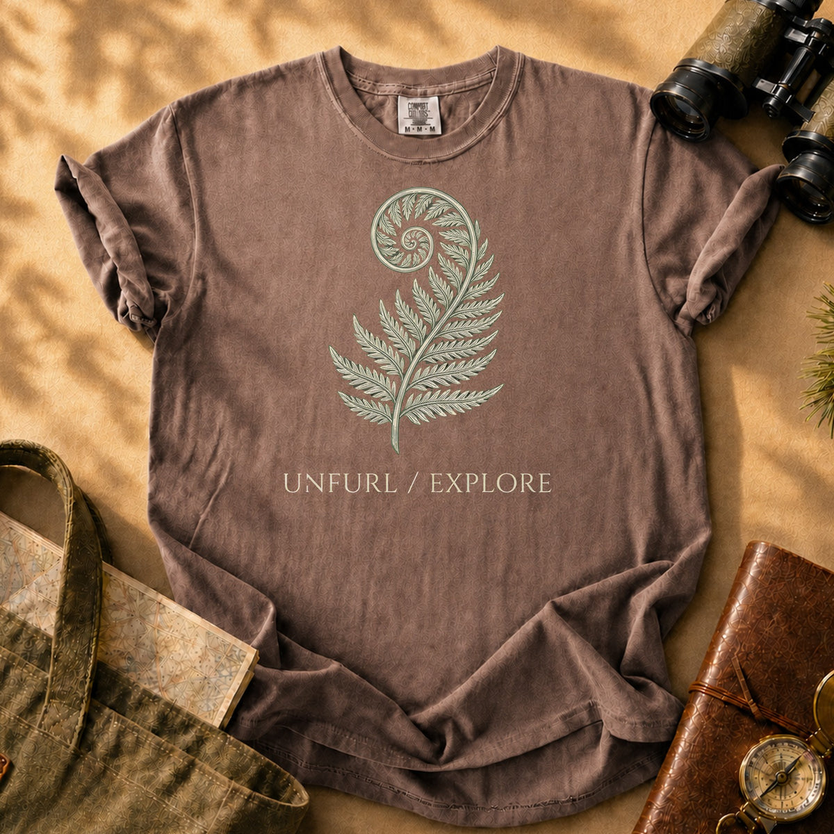 Fern Fiddlehead 'Unfurl / Explore' Tee - Espresso
