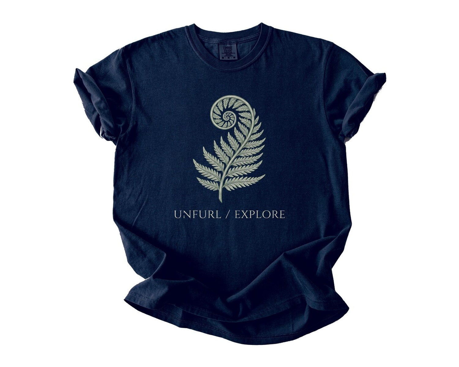 Fern Fiddlehead Unfurl Explore T-Shirt - True Navy