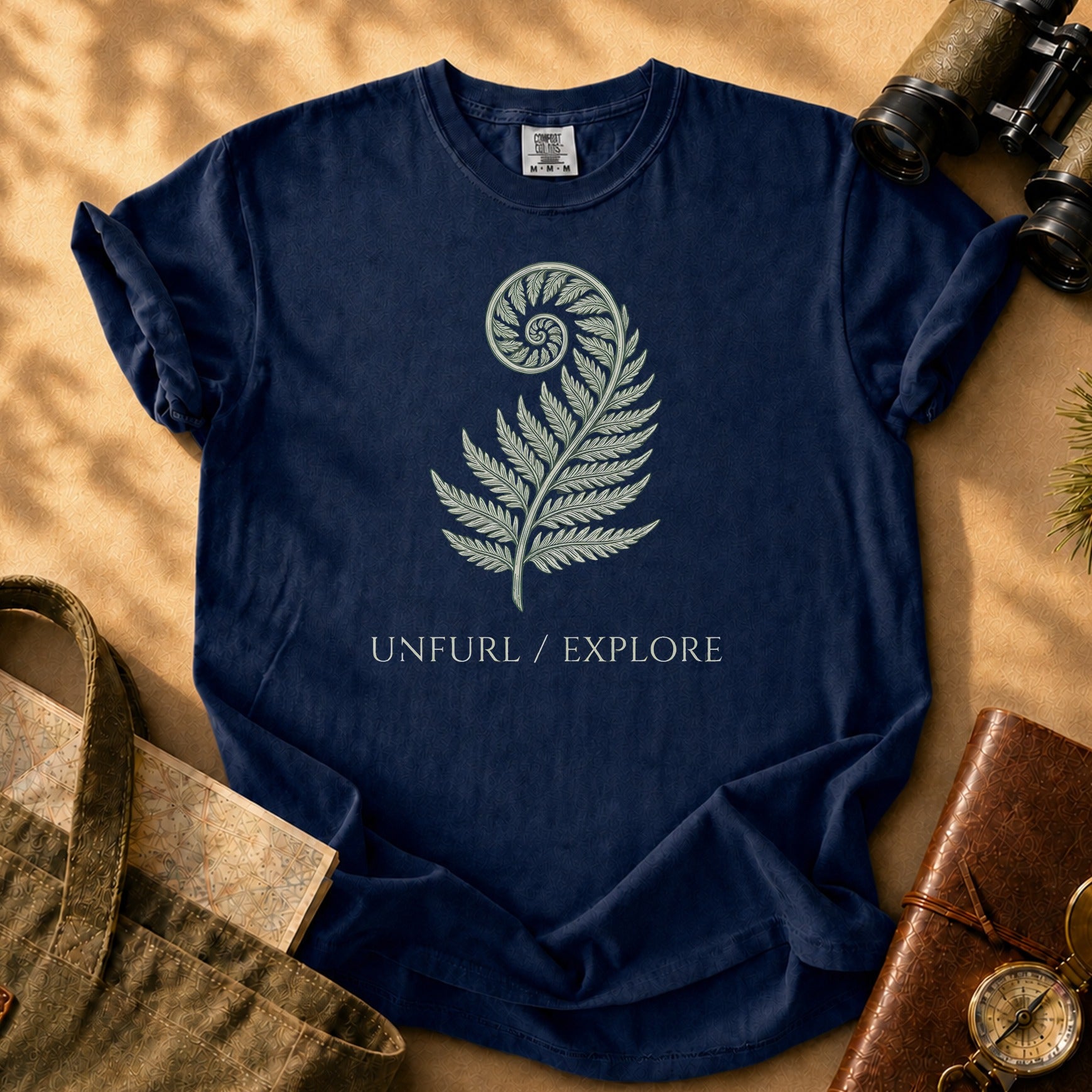 Fern Fiddlehead 'Unfurl / Explore' Tee - True Navy
