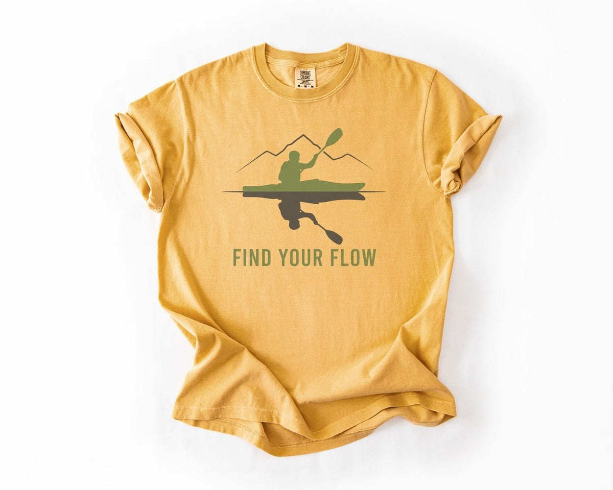 Find Your Flow Kayak T-Shirt - Mustard