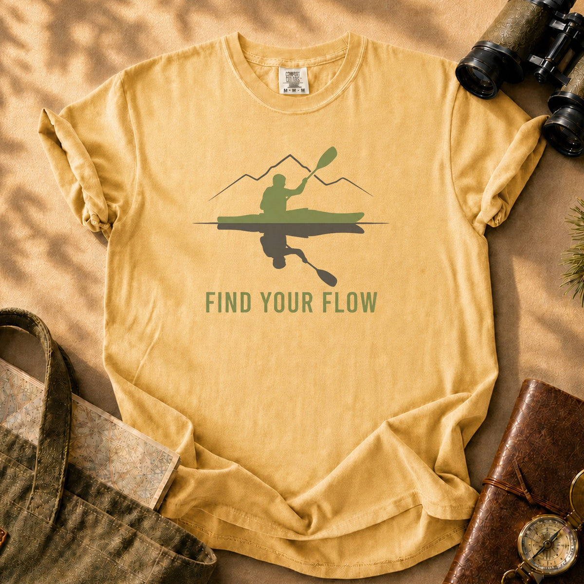 Find Your Flow Kayak Tee - Mustard