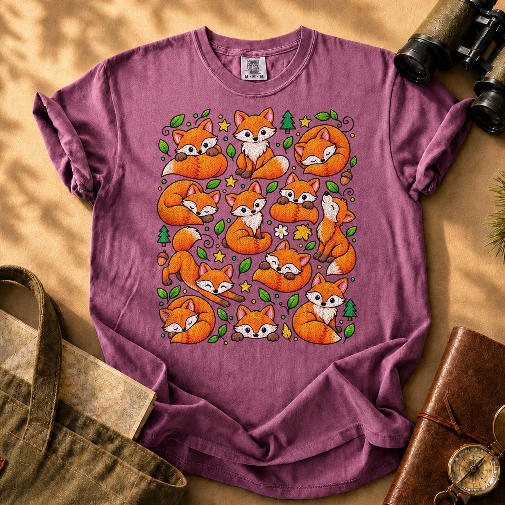 Foxes Being Foxes Tee - Berry