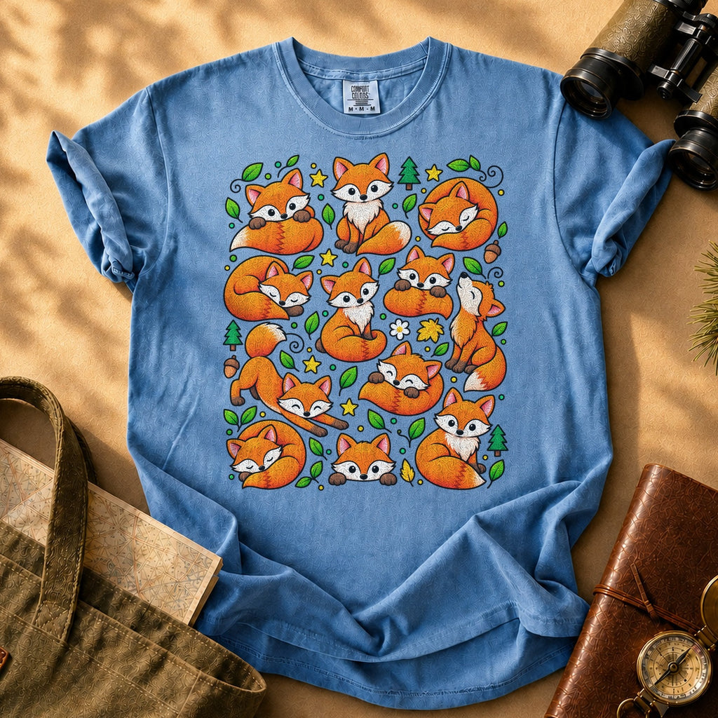 Foxes Being Foxes Tee - Blue Jean