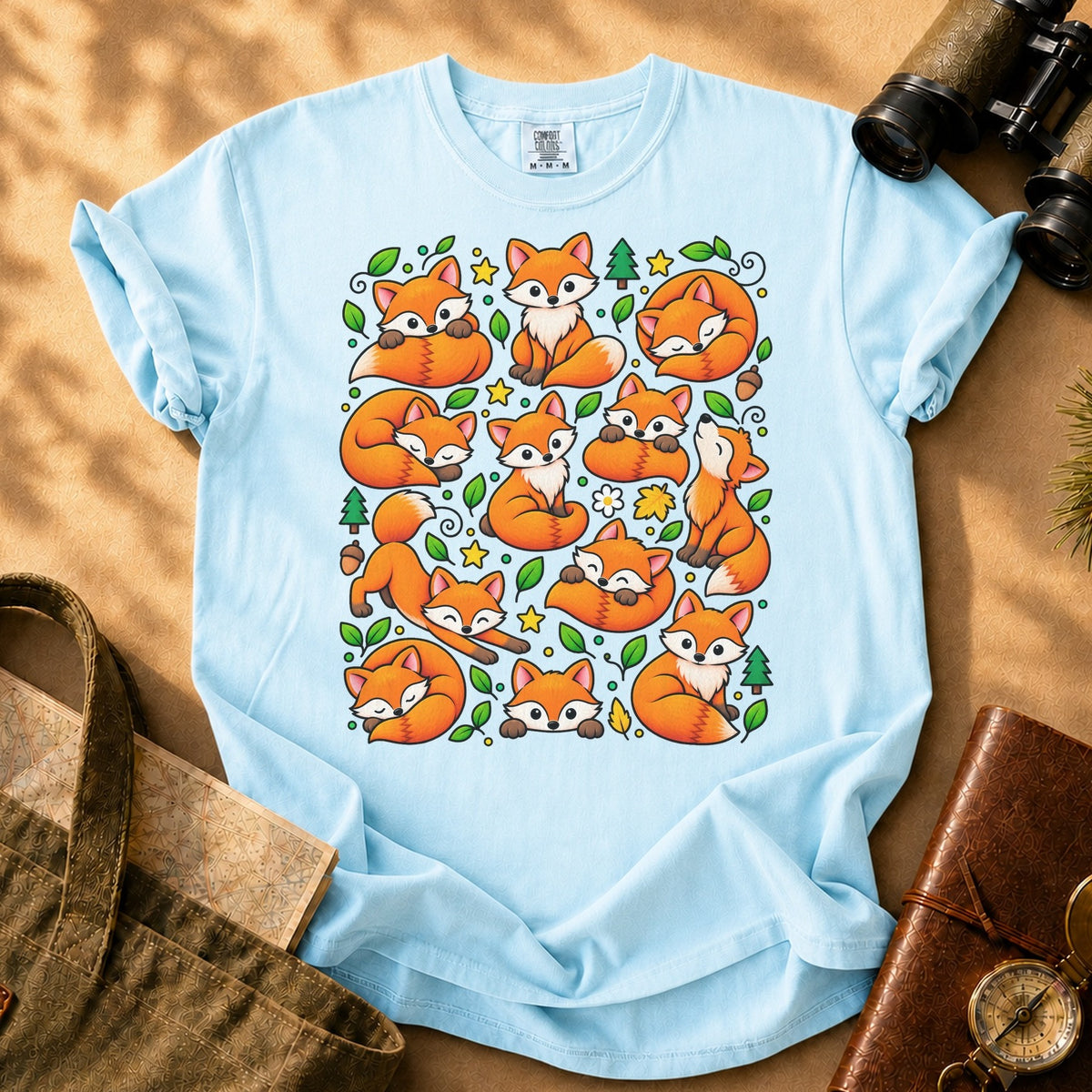 Foxes Being Foxes Tee - Chambray
