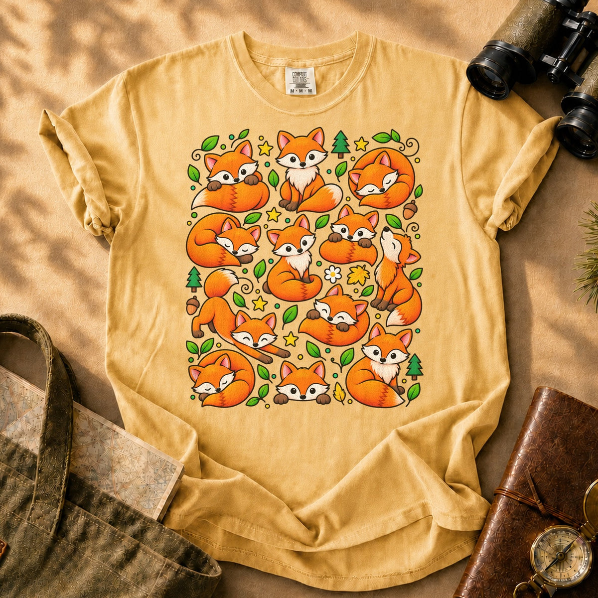 Foxes Being Foxes Tee - Mustard