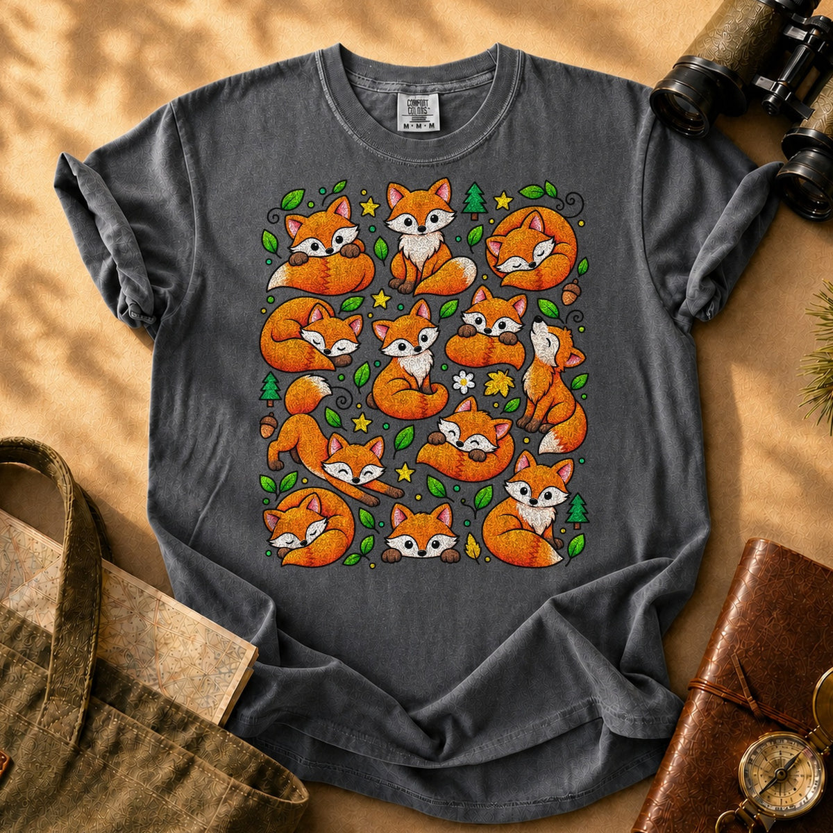 Foxes Being Foxes Tee - Pepper