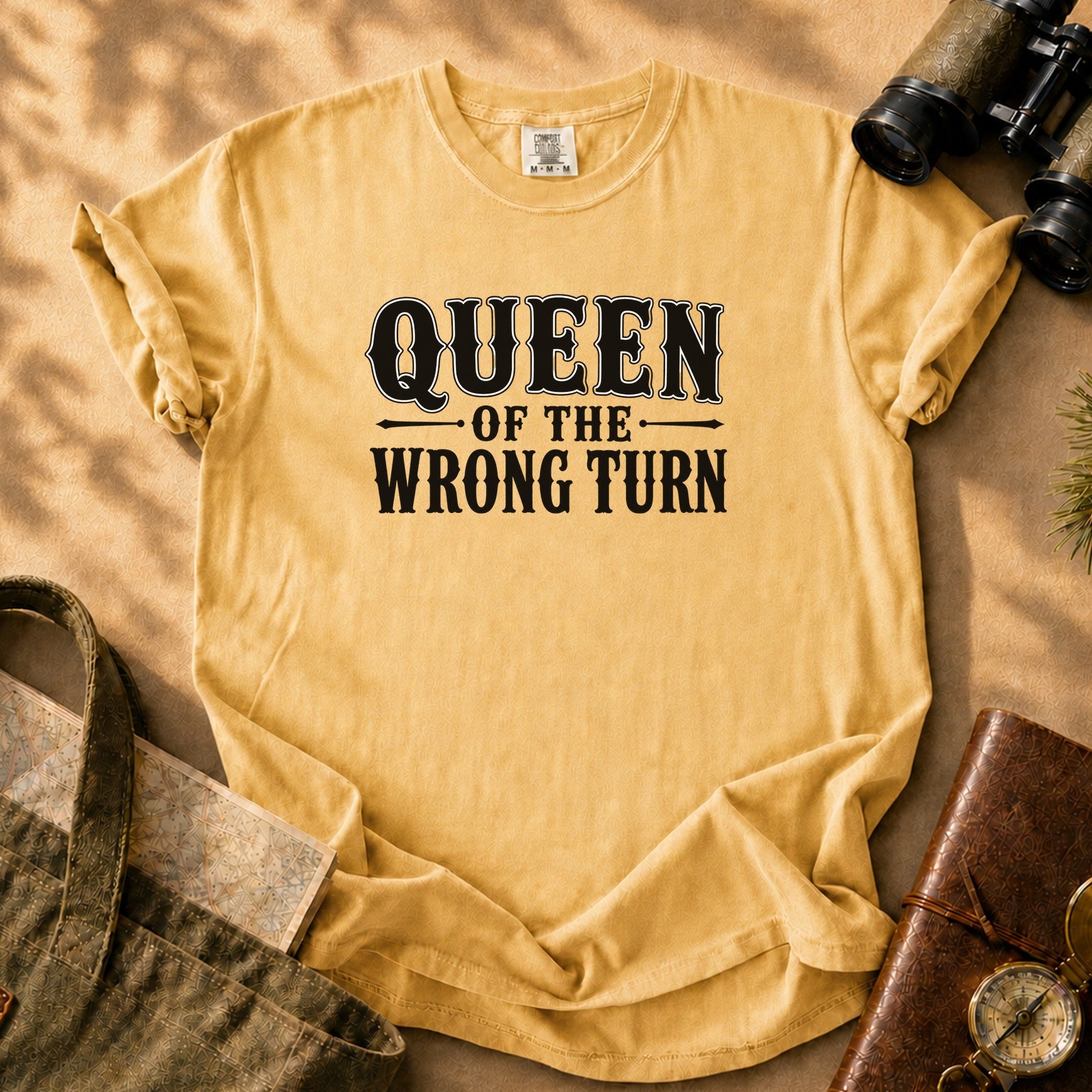 Queen of the Wrong Turn Tee - Mustard