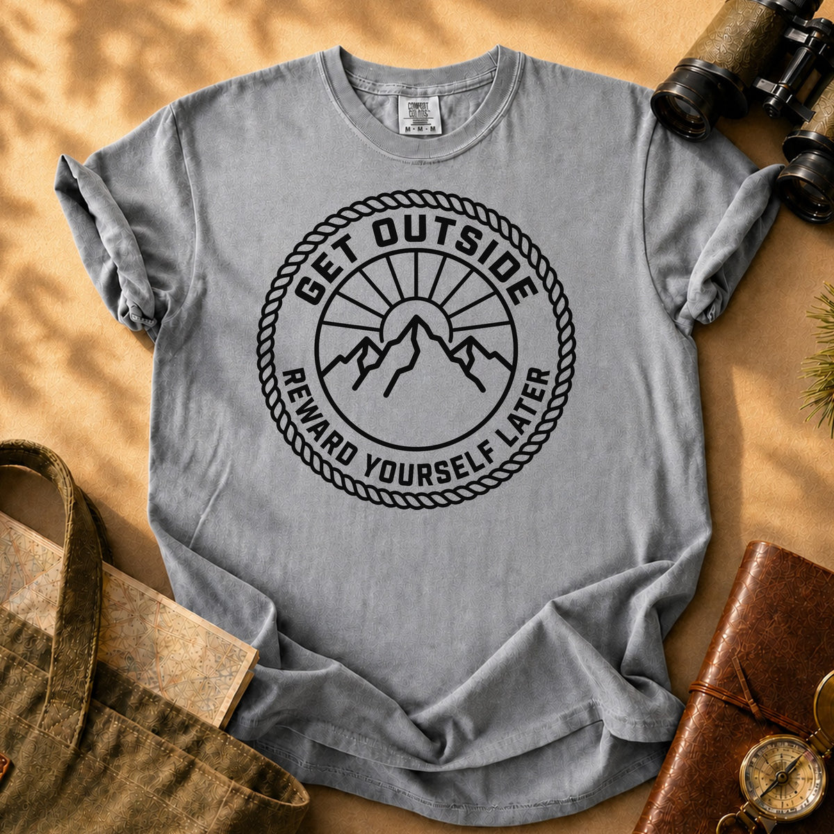 Get Outside Mountain Tee - Grey