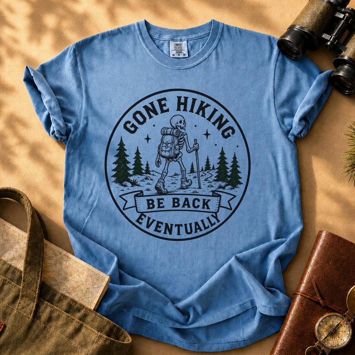 Gone Hiking Be Back Eventually Tee - Blue Jean