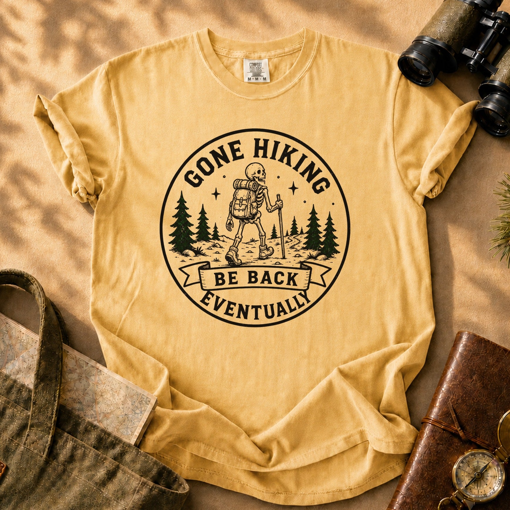 Gone Hiking Be Back Eventually Tee - Mustard