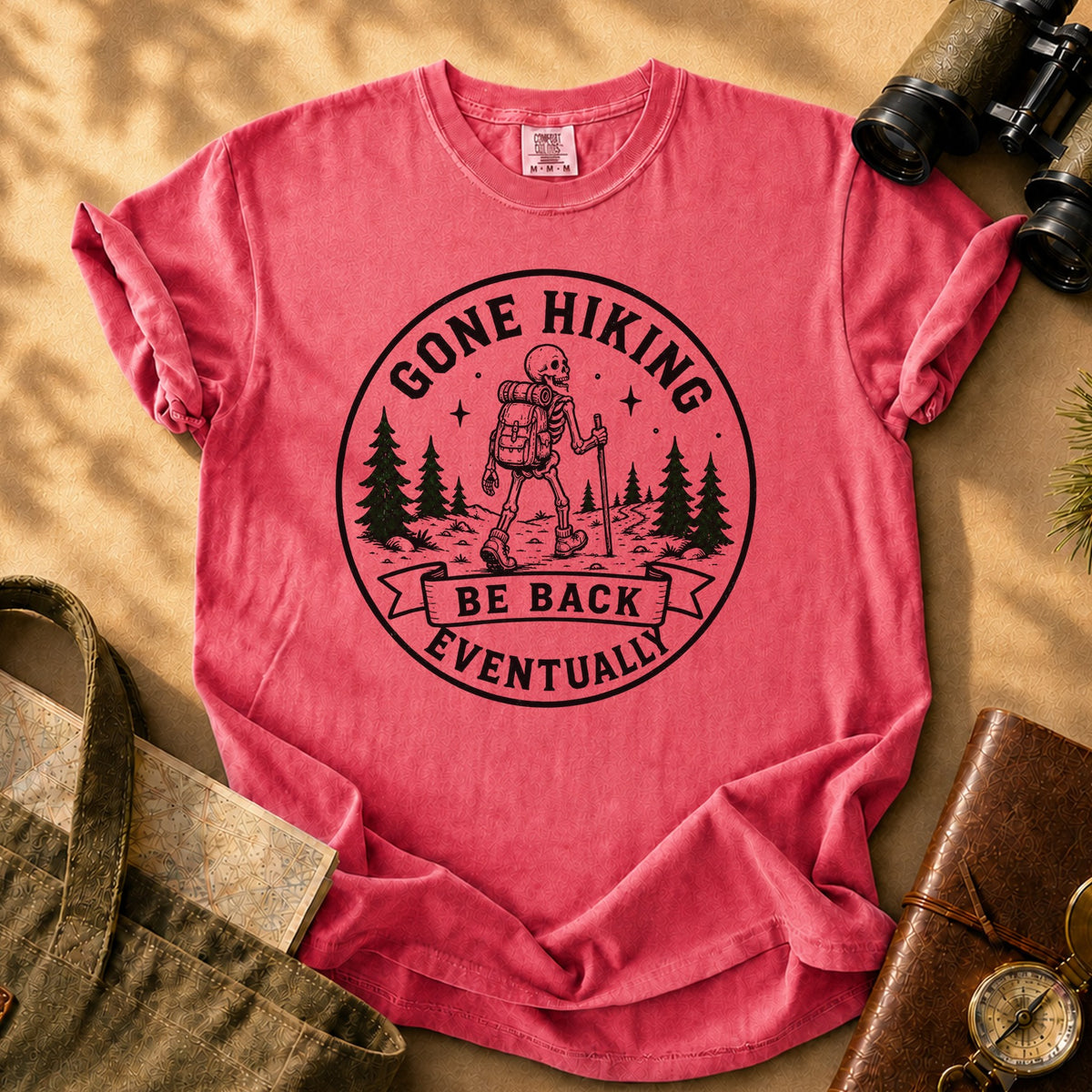 Gone Hiking Be Back Eventually Tee - Watermelon
