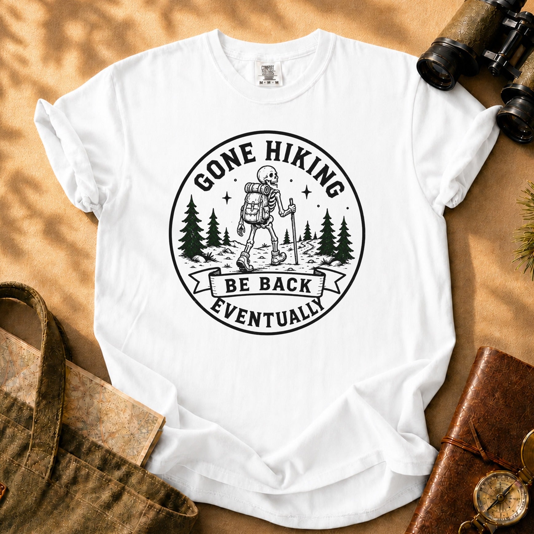 Gone Hiking Be Back Eventually Tee - White