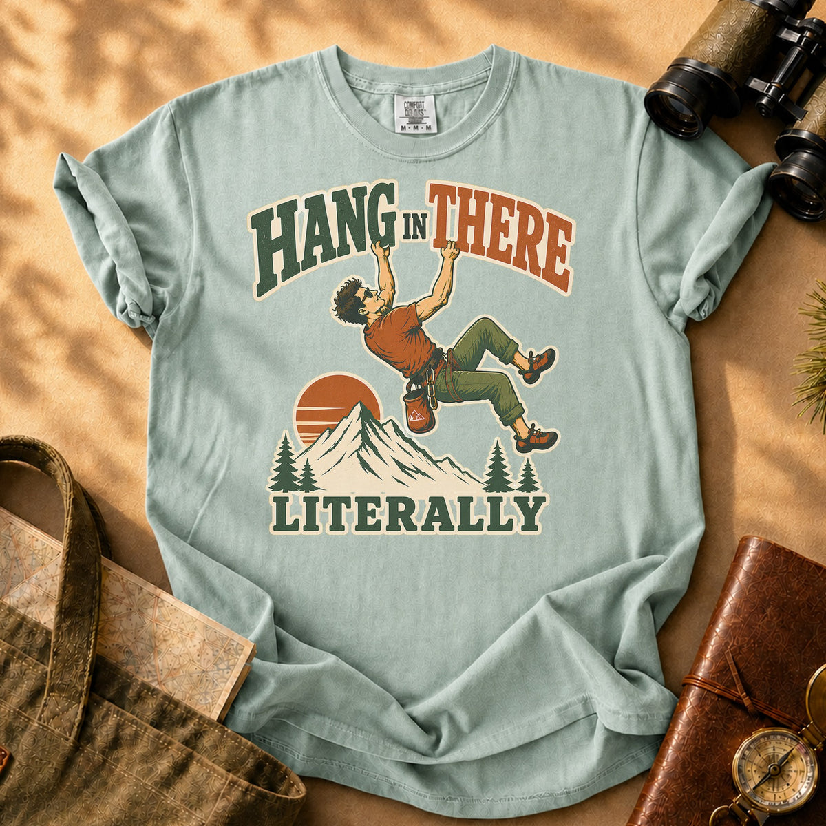 Hang In There Literally Climber Tee - Bay