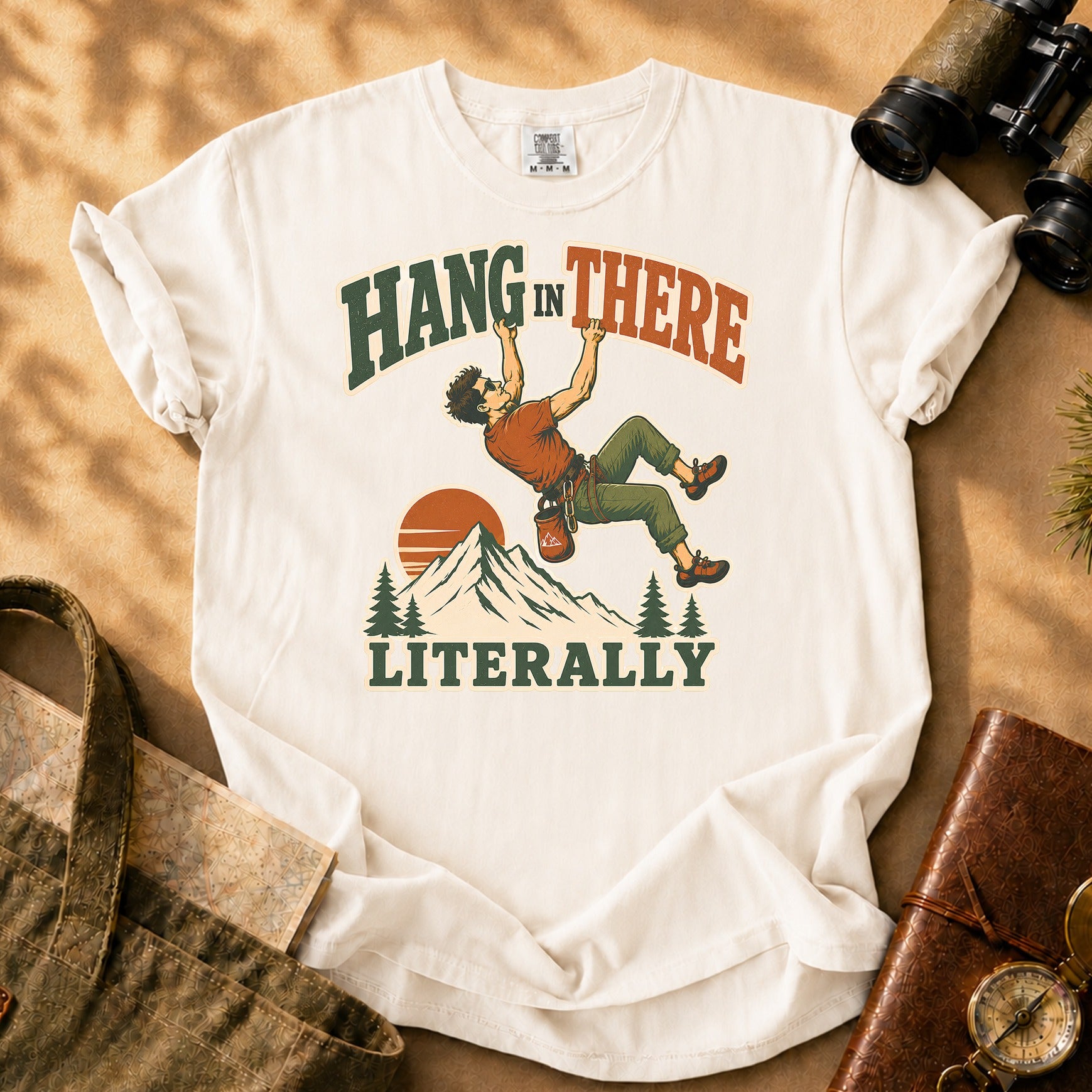 Hang In There Literally Climber Tee - Ivory