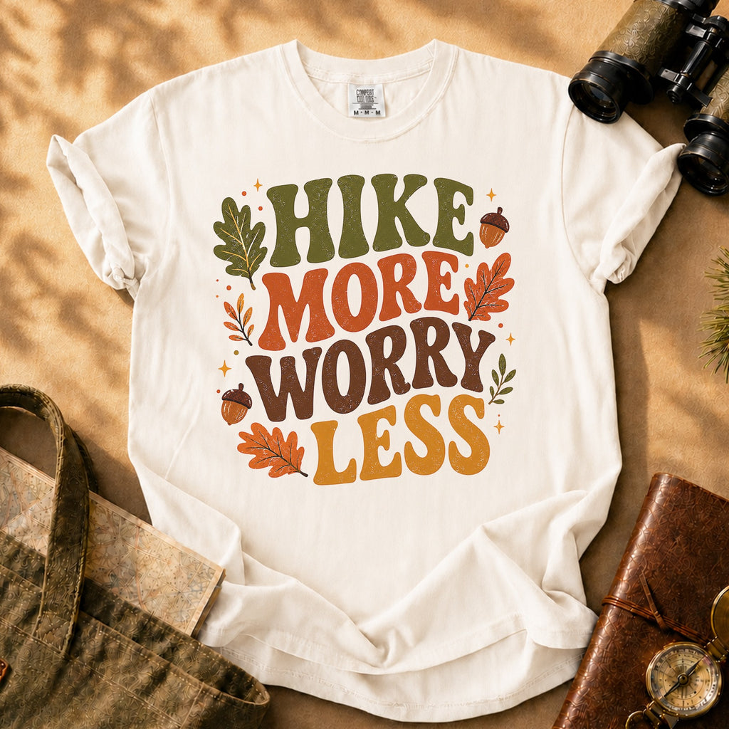 Hike More Worry Less (Fall Leaf) Tee - Ivory