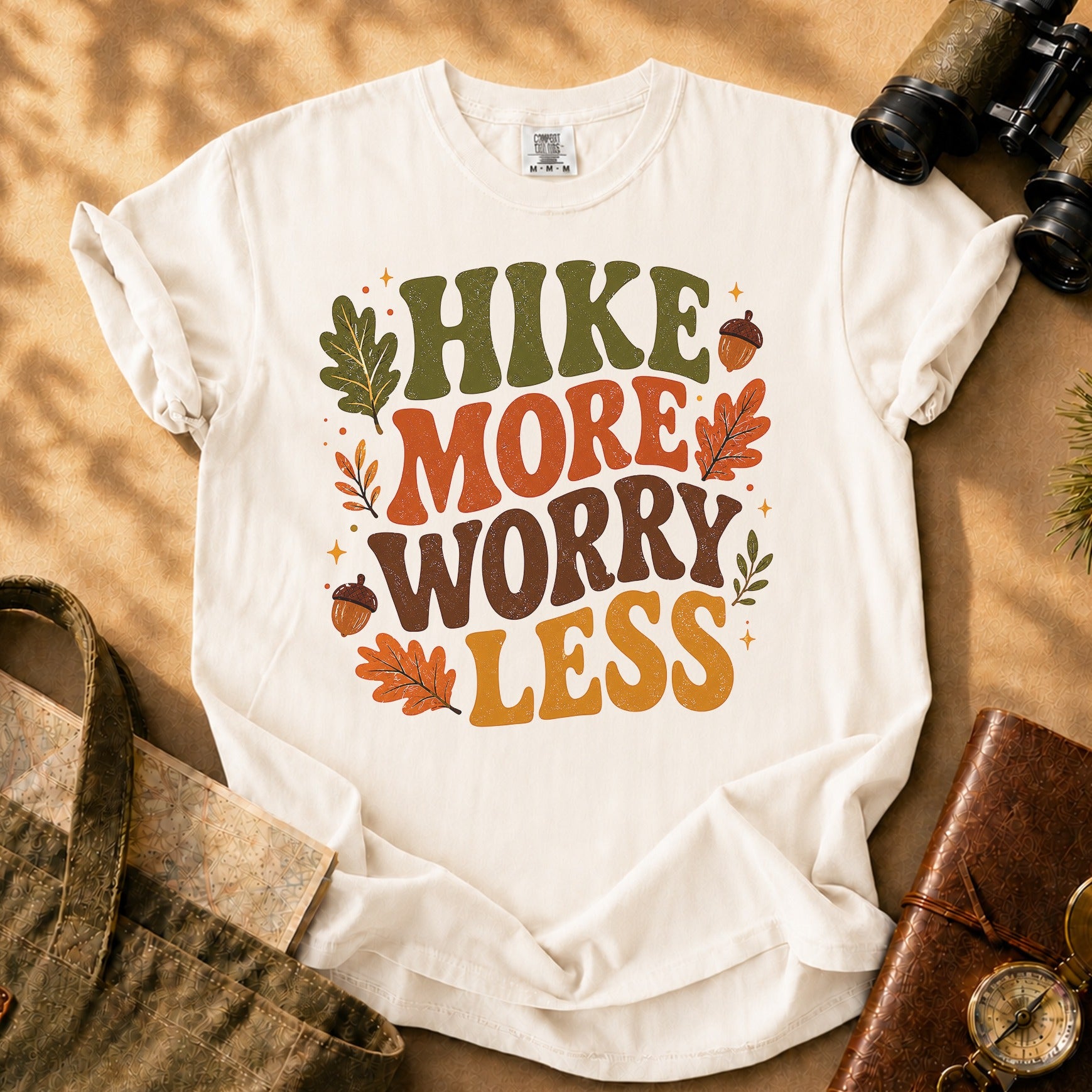 Hike More Worry Less (Fall Leaf) Tee - Ivory