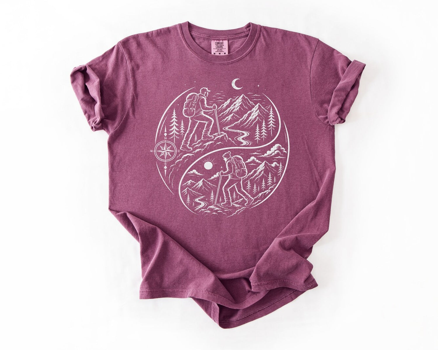 Hiking Yin Yang T-Shirt - Berry