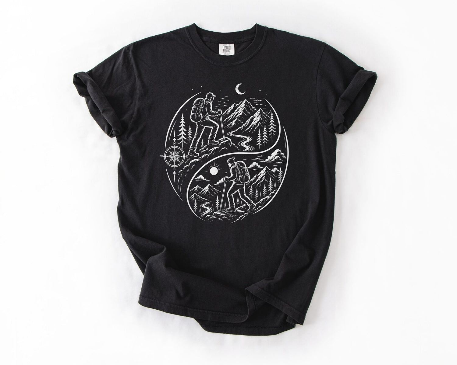 Hiking Yin Yang T-Shirt - Black