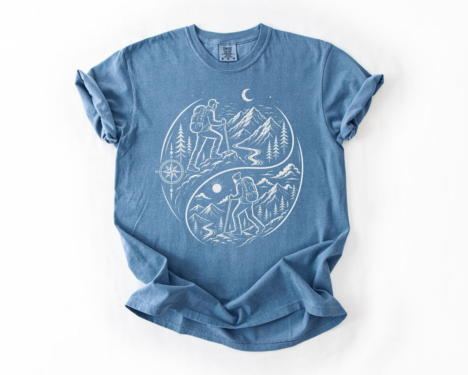 Hiking Yin Yang T-Shirt - Blue Jean