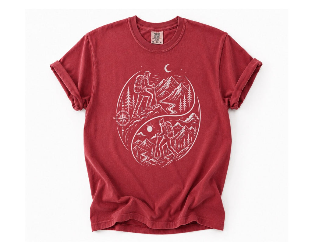 Hiking Yin Yang T-Shirt - Brick