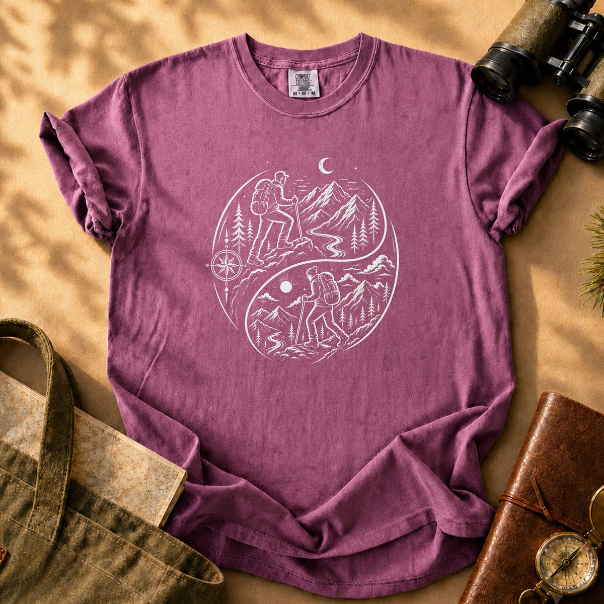 Hiking Yin Yang Tee - Berry