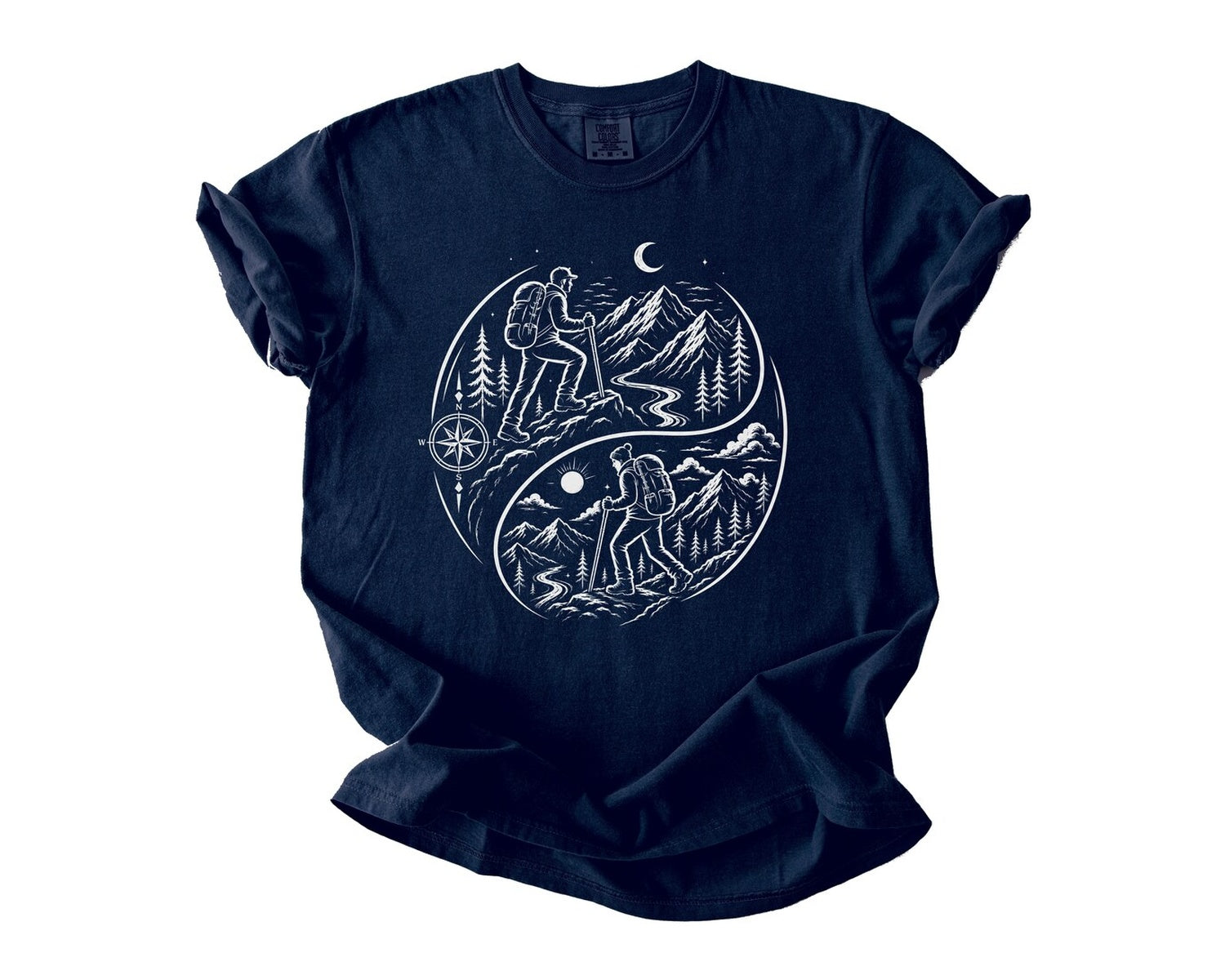 Hiking Yin Yang T-Shirt - True Navy