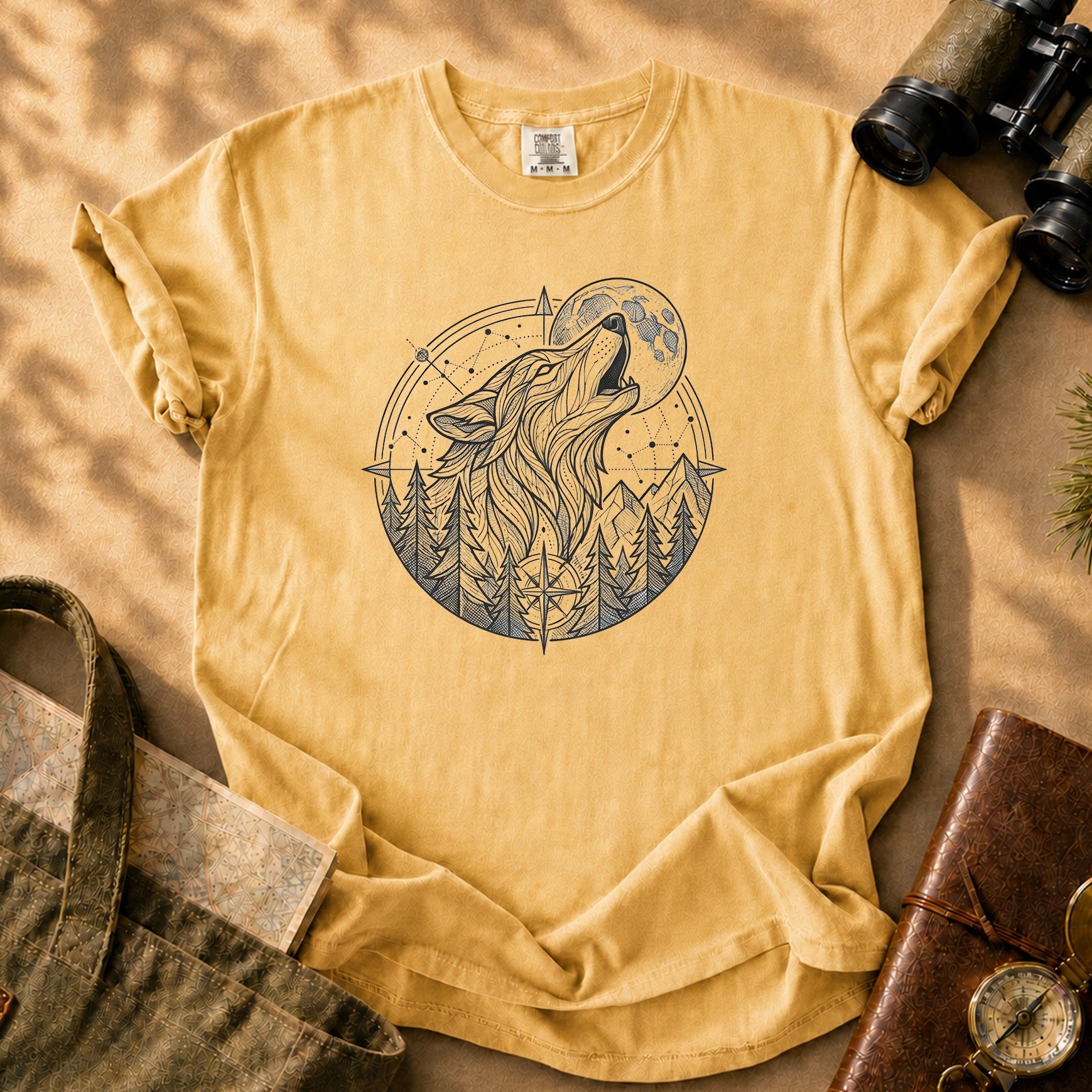 Howling Wolf Tee - Mustard