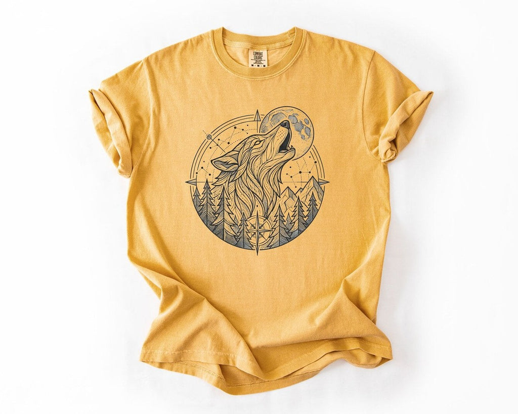 Howling Wolf T-Shirt - Mustard