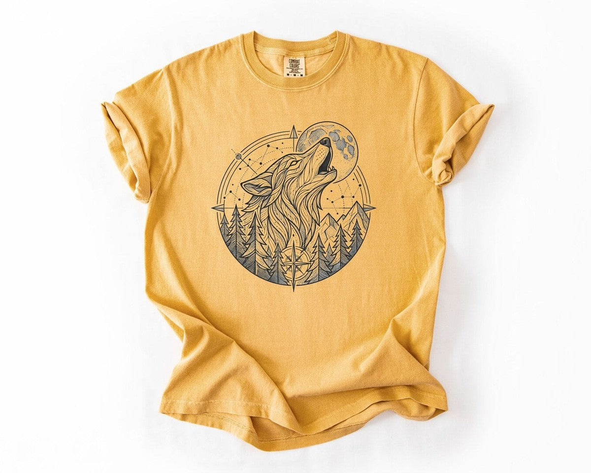 Howling Wolf T-Shirt - Mustard