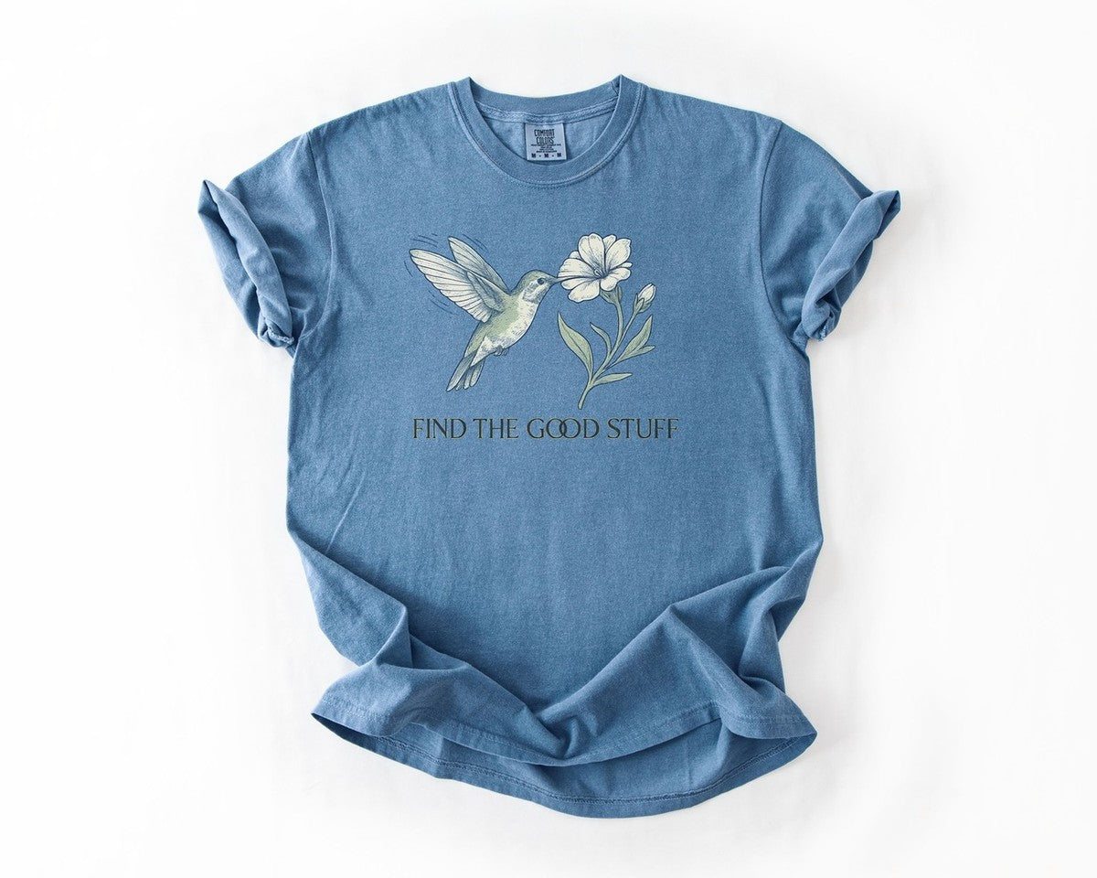 Hummingbird Find The Good Stuff T-Shirt - Blue Jean