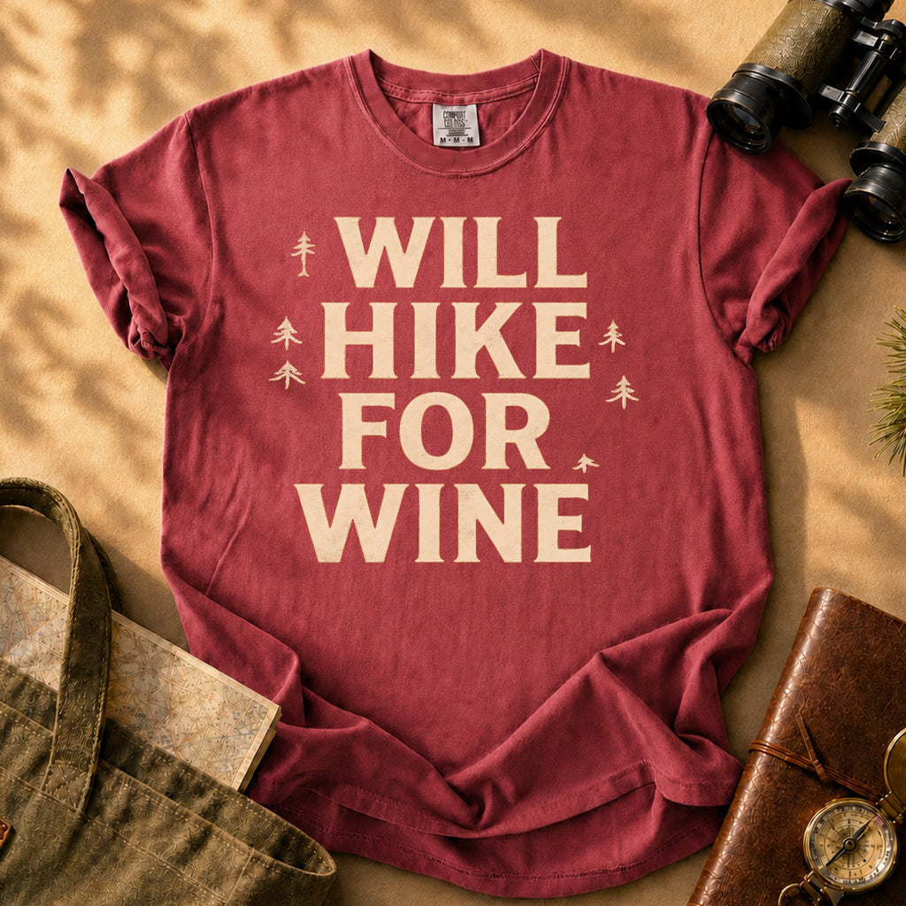 I Will Hike For Wine Tee - Brick